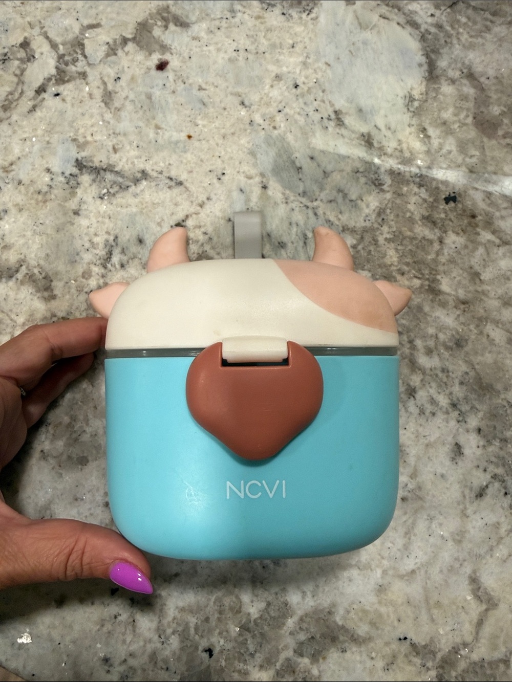 Blue Cute Protective Earbud Case with Pink Accent